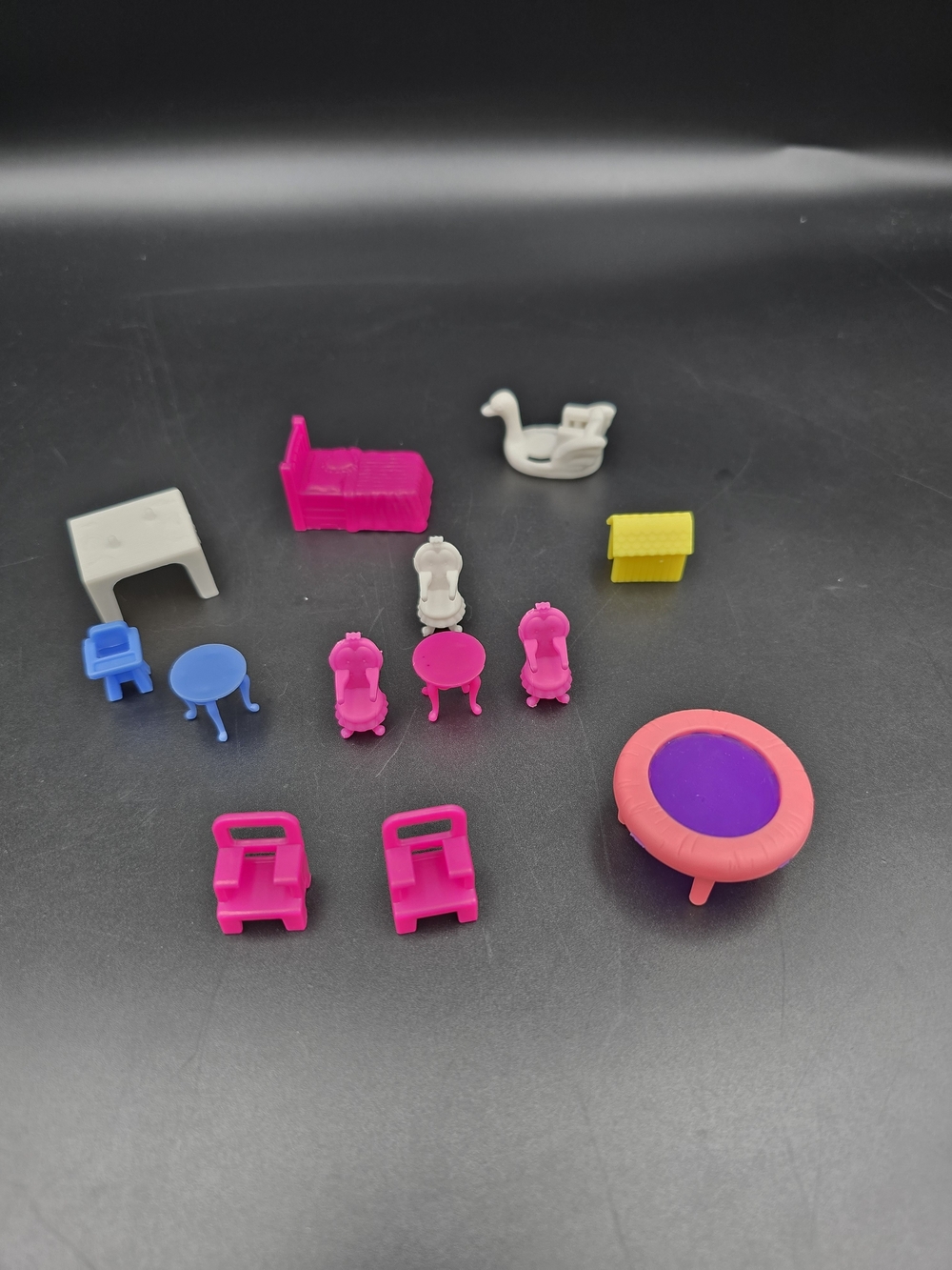 Kids Mini Dollhouse Furniture Playset - Pink, Blue, White, Yellow